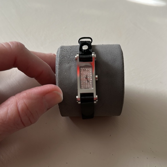 Christian Dior Vintage watch black leather band Crystal dial w/boxes used twice! - Picture 6 of 17